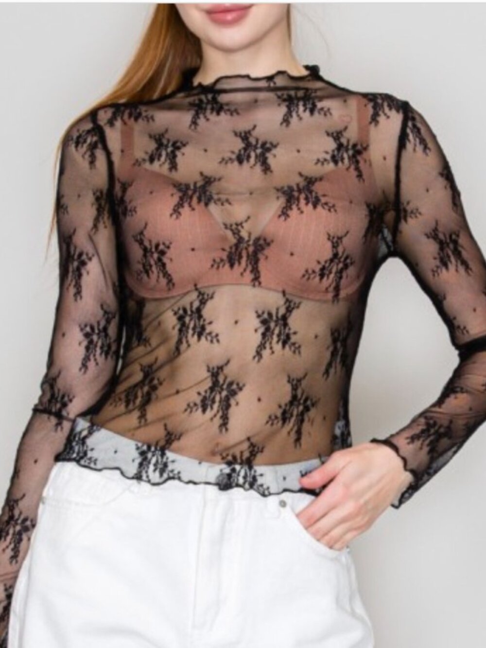 #57  LACE LONG SLEEVE TOP
